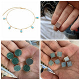 Geometric Rose Quartz Amazonite Charms Square Pendant for Jewelry Making