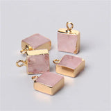 Geometric Rose Quartz Amazonite Charms Square Pendant for Jewelry Making