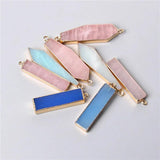 Geometric Rose Quartz Amazonite Charms Square Pendant for Jewelry Making