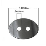 Hematite Button Oval Gunmetal 14.0x10.0mm 20 PCs