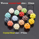 12mm Hand Weave Ball Beads Crystal Glass 6pcs DIY Jewelry Earrings Accessories