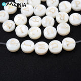 Shell Beads 8mm Round Vertical Hole Letter Alphabet for DIY Bracelet