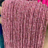 Micro Faceted Crystal Garnet Round Small Stone Beads 15.5
