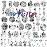 10PCS Silver Plated Beaded Pendant Charms for Jewelry Making