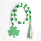 20pcs Easter Clover Hat Wooden Beads Decoration DIY Wood Chips Tassel Beads