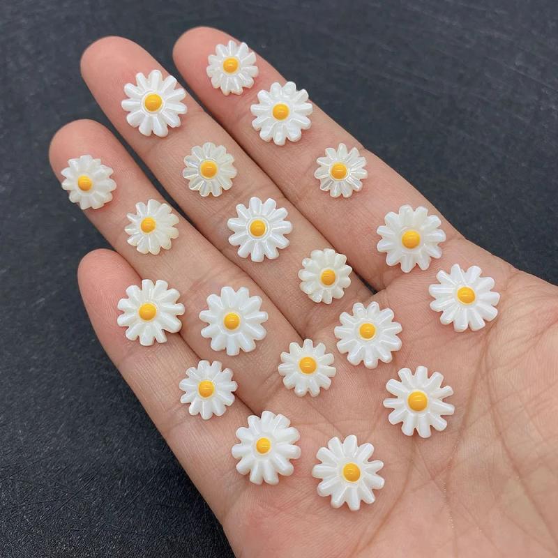 5pcs Daisy Sunflower Pearl Shell Beads DIY Jewelry Making Earring Accessories
