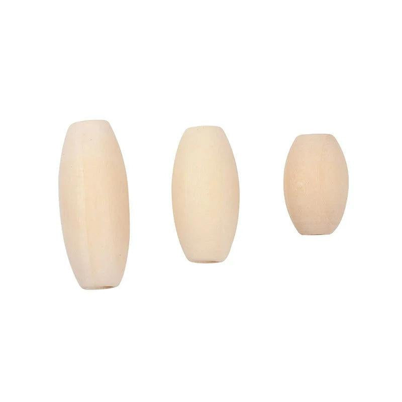 50Pcs 20x10mm Natural Wood Oval Spacer Beads DIY Jewelry Making Accessories