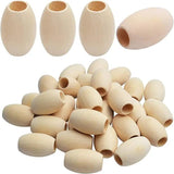 50Pcs 20x10mm Natural Wood Oval Spacer Beads DIY Jewelry Making Accessories