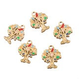 5pcs Stainless Steel Life Tree Enamel Plant Charms 18K DIY Jewelry Pendant