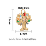 5pcs Stainless Steel Life Tree Enamel Plant Charms 18K DIY Jewelry Pendant