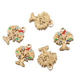 5pcs Stainless Steel Life Tree Enamel Plant Charms 18K DIY Jewelry Pendant