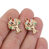 5pcs Stainless Steel Life Tree Enamel Plant Charms 18K DIY Jewelry Pendant
