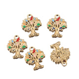 5pcs Stainless Steel Life Tree Enamel Plant Charms 18K DIY Jewelry Pendant