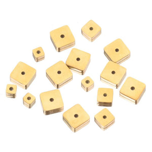 10pcs 4 6 8mm SS Plated 18K Square Round Loose Beads for DIY Charm Jewelry
