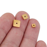 10pcs 4 6 8mm SS Plated 18K Square Round Loose Beads for DIY Charm Jewelry