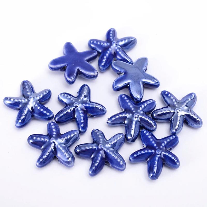 18mm Starfish Ceramic Beads Big Hole Loose Porcelain Beads
