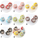 5Pcs 13x15mm Blessing Cat Ceramic Beads Colorful Porcelain Beads