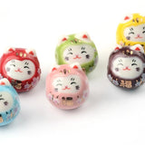 5Pcs 13x15mm Blessing Cat Ceramic Beads Colorful Porcelain Beads