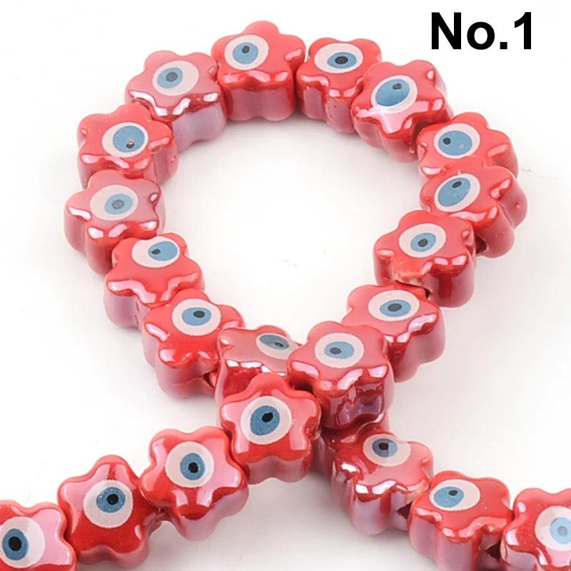 11mm Flower Eye Ceramic Beads DIY Bracelet Necklaces Porcelain Beads