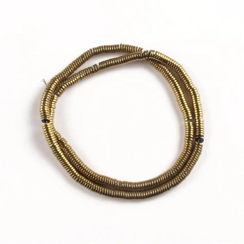 Hematite Stone Beads Flat Round Loose Spacer 15''Inches