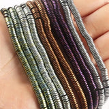 Hematite Stone Beads Flat Round Loose Spacer 15''Inches