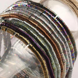 Hematite Stone Beads Flat Round Loose Spacer 15''Inches