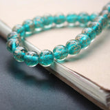 10pcs 10mm Lampwork Glass Beads Round Teal Green With Shinning Sand DIY