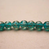 10pcs 10mm Lampwork Glass Beads Round Teal Green With Shinning Sand DIY