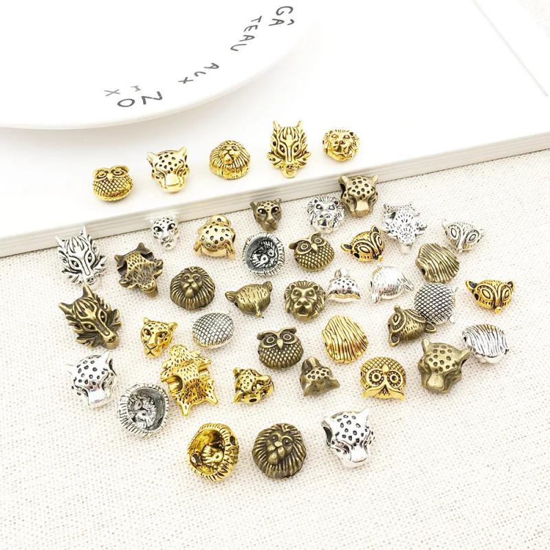 Mixed Metal Bracelet Charm Tiger Lion Owl Big Hole Alloy Spacer Beads