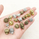 Mixed Metal Bracelet Charm Tiger Lion Owl Big Hole Alloy Spacer Beads