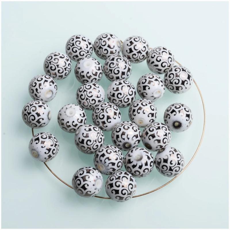 10mm Printed Ceramic Beads for Jewelry Making