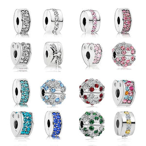 4pcs round heart pink lake red bow crystal clips DIY bead charms bracelet X051