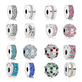 4pcs round heart pink lake red bow crystal clips DIY bead charms bracelet X051