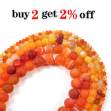 1strand/lot Orange Matt Natural Stone Stripe Agates Round Loose Beads