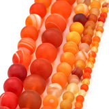 1strand/lot Orange Matt Natural Stone Stripe Agates Round Loose Beads