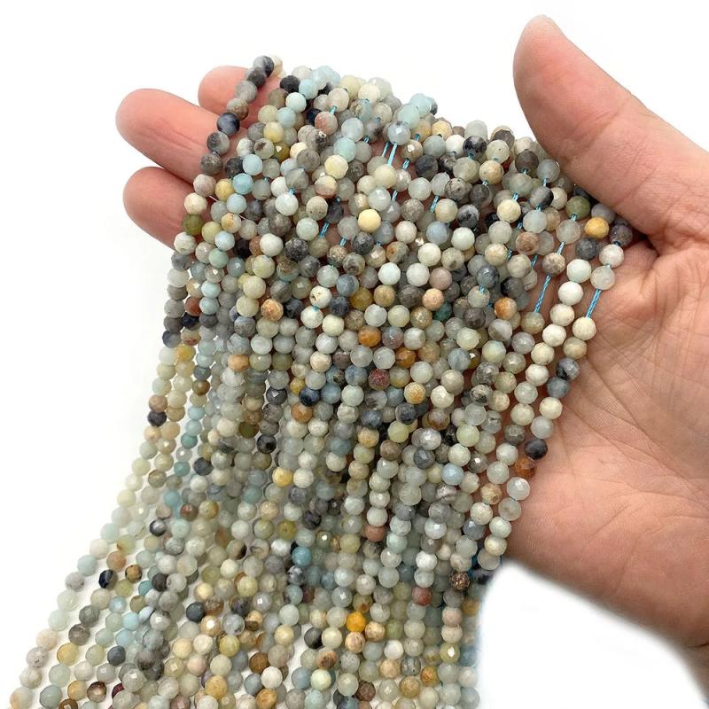 Natural Stone Crystal Faceted Round Beads Agate Jewelry Making DIY