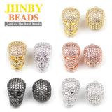Skull Pendant Copper Spacer Beads Micro Pave CZ Crystal Metal Charms