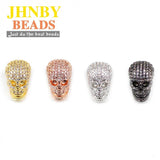 Skull Pendant Copper Spacer Beads Micro Pave CZ Crystal Metal Charms
