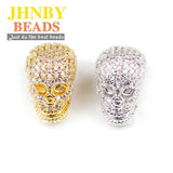 Skull Pendant Copper Spacer Beads Micro Pave CZ Crystal Metal Charms