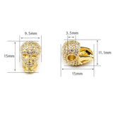 Skull Pendant Copper Spacer Beads Micro Pave CZ Crystal Metal Charms