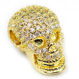 Skull Pendant Copper Spacer Beads Micro Pave CZ Crystal Metal Charms