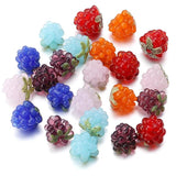2pcs Lampwork Raspberry Beads for Charms Pendant Necklace Bracelet DIY