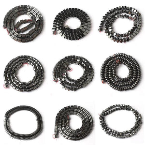 Natural Hematite Stone Spacer Big Hole Beads 15'' Strand