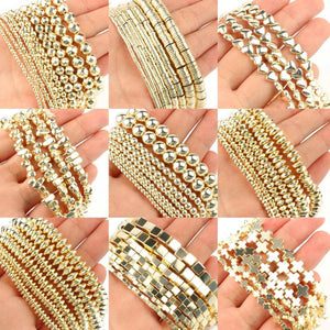 Hematite Stone Beads Faceted Star Heart Round Loose Beads