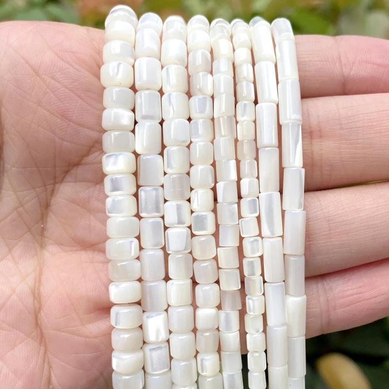 Cylindrical Natural Mother Of Pearl Shell Beads Necklace Bracelet DIY