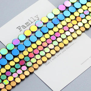 Multicolor Hematite Beads Round Coin Spacer Loose beads 15''