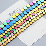 Multicolor Hematite Beads Round Coin Spacer Loose beads 15''