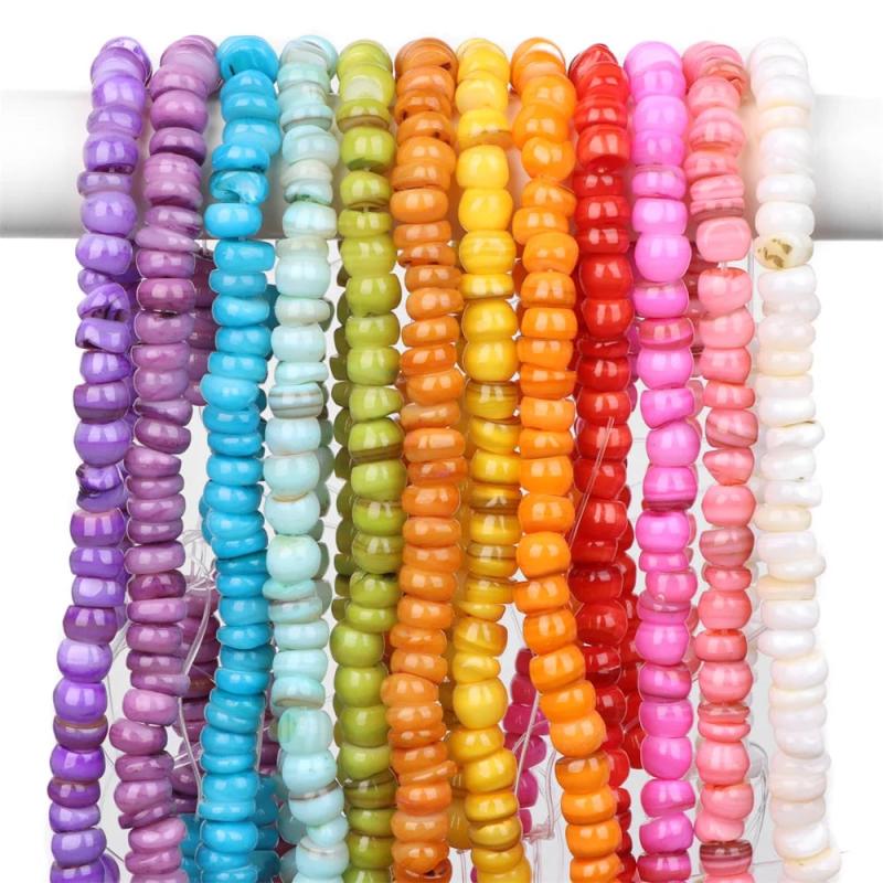 7-8mm Colorful Shell Bead Rondelle Cylindrical Shape Spacer