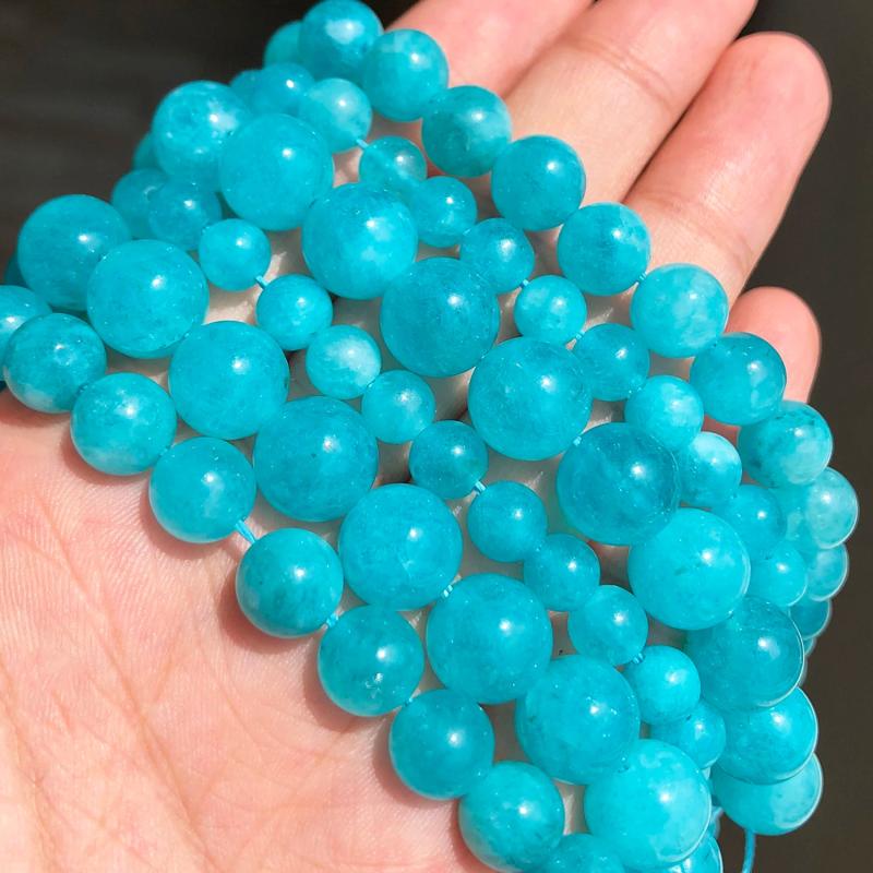 Natural Stone Aquamarina Crystal Amazonite Beads Round Loose Spacer Beads