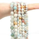 Faceted Amazonite Natural Stone Beads Loose Spacer Bead for DIY Jewelry Making